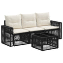 vidaXL Tuinbank Set 4 pcs Zwart en Crème Wit poly rattan