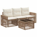 vidaXL Tuinbank Set 4 pcs Zwart en Crème Wit poly rattan