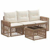 vidaXL Tuinbank Set 4 pcs Zwart en Crème Wit poly rattan