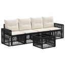 vidaXL Garden Lounge Set 5 Pieces Black and Cream White Poly Rattan