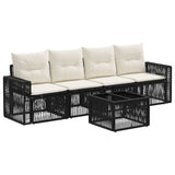 vidaXL Garden Lounge Set 5 Pieces Black and Cream White Poly Rattan