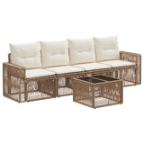 vidaXL Garden Lounge Set 5 Pieces Black and Cream White Poly Rattan