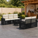 vidaXL Garden Bench Set 6 pcs Black Poly Rattan