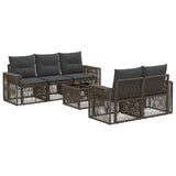 vidaXL Garden Bench Set 6 pcs Black Poly Rattan