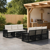 vidaXL Garden Lounge Set 7 pcs Black poly rattan