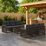 vidaXL Garden Lounge Set 7 pcs Black poly rattan