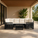 vidaXL Tuinbank Set 7 st Zwart poly rattan
