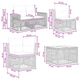 vidaXL Tuinbank Set 7 st Zwart poly rattan