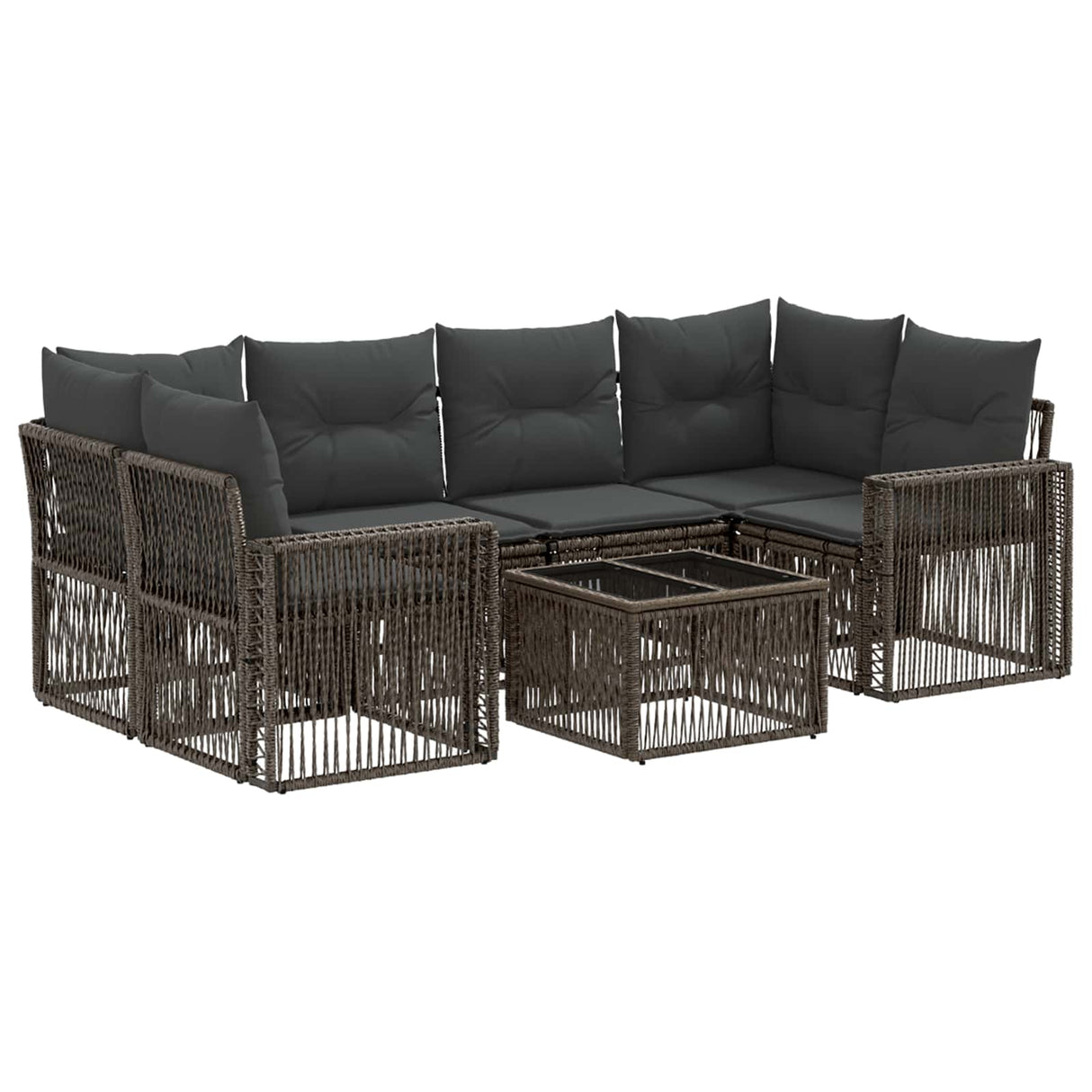 vidaXL Tuinbank Set 7 st Zwart poly rattan