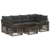 vidaXL Tuinbank Set 7 st Zwart poly rattan