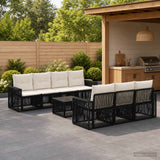 vidaXL Tuinbank Set 8 st Zwart poly rattan