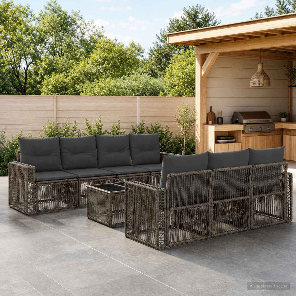 vidaXL Tuinbank Set 8 st Zwart poly rattan