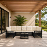 vidaXL Tuinbank Set 8 st Zwart poly rattan