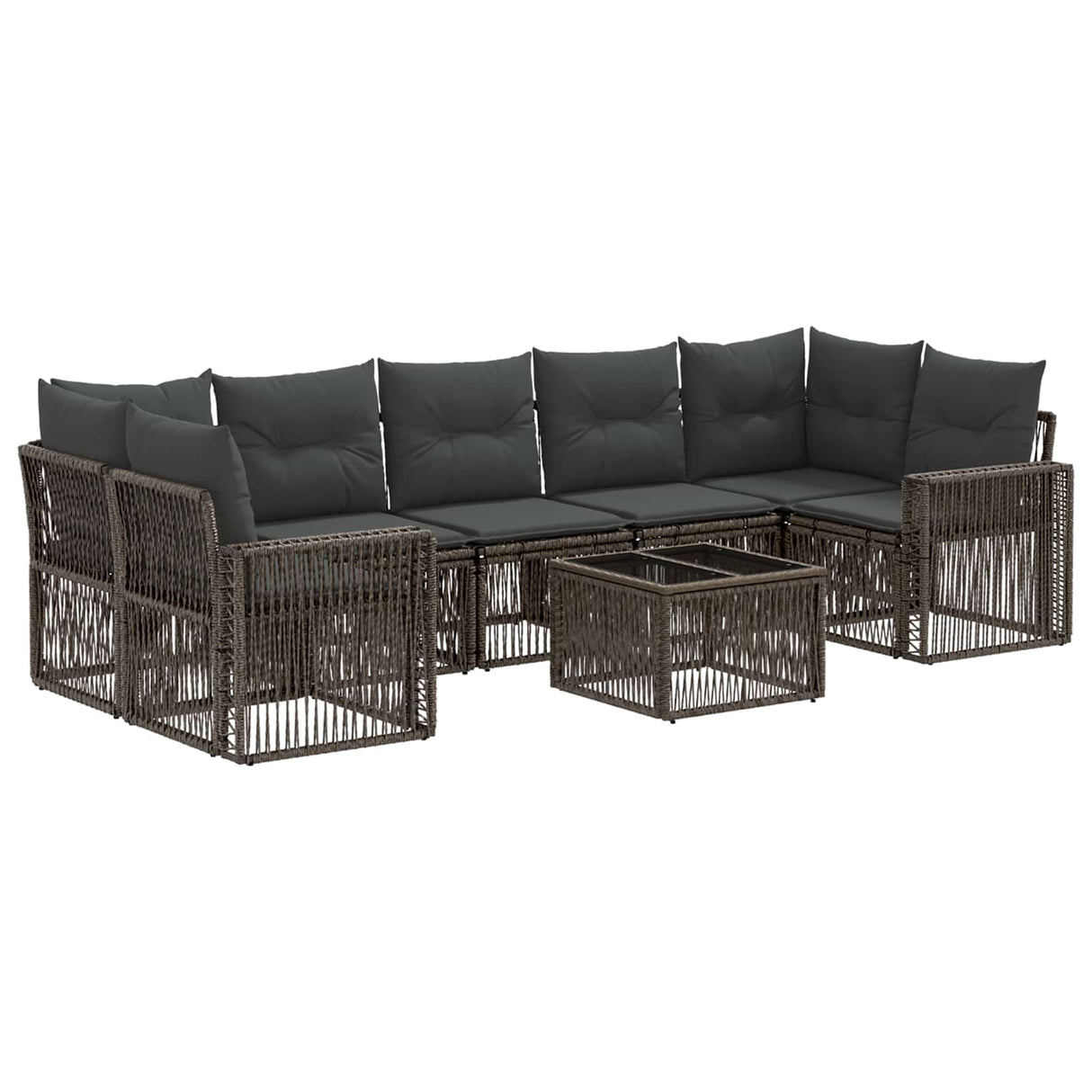 vidaXL Tuinbank Set 8 st Zwart poly rattan