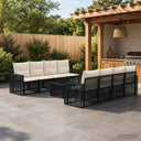 vidaXL Tuinbank Set 9 st Zwart poly rattan