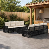 vidaXL Tuinbank Set 9 st Zwart poly rattan