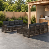 vidaXL Tuinbank Set 9 st Zwart poly rattan
