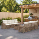 vidaXL Tuinbank Set 9 st Zwart poly rattan