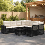 vidaXL Tuinbank Set 9 st Zwart poly rattan