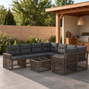 vidaXL Tuinbank Set 9 st Zwart poly rattan