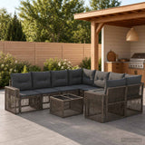 vidaXL Tuinbank Set 9 st Zwart poly rattan