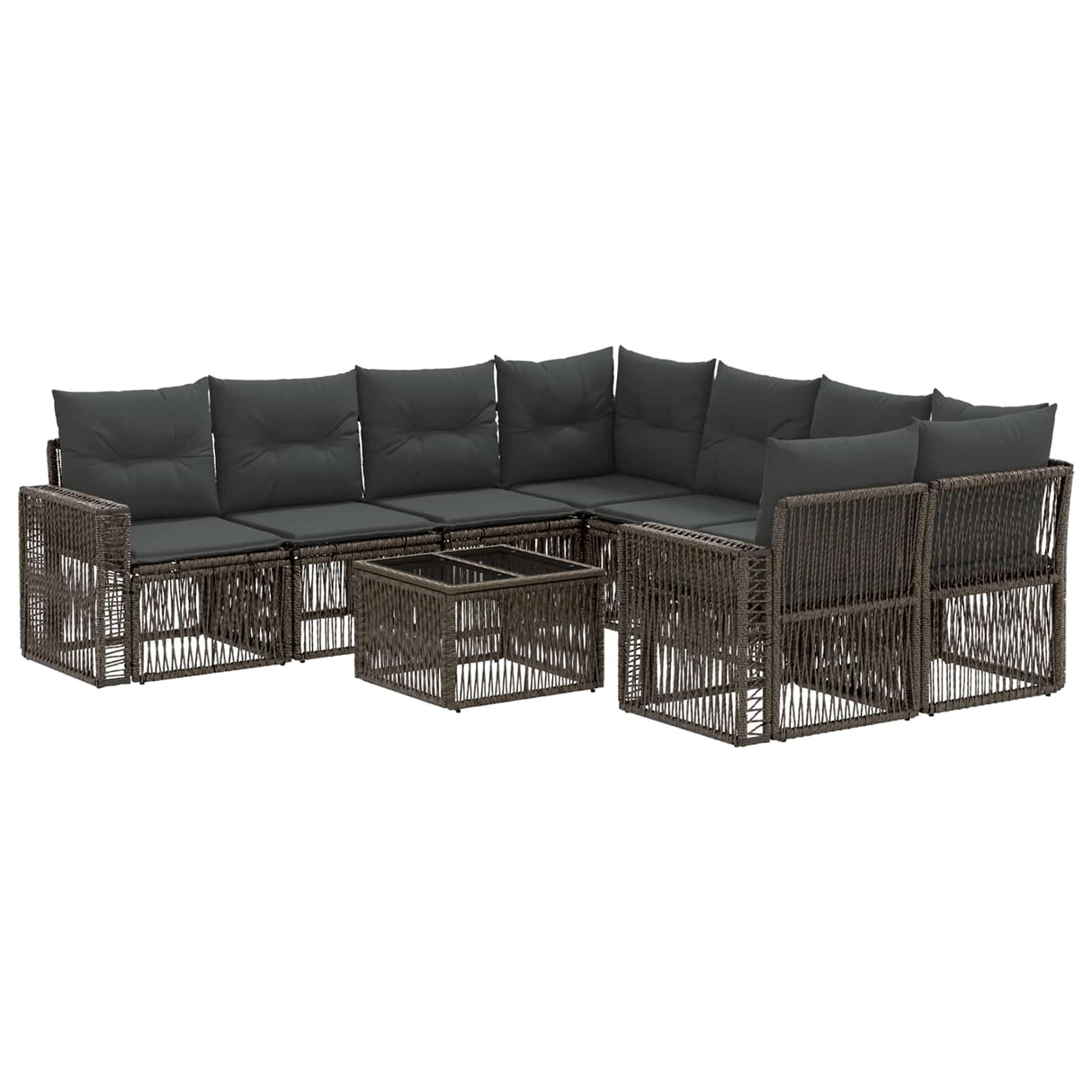 vidaXL Tuinbank Set 9 st Zwart poly rattan