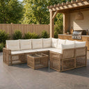 vidaXL Tuinbank Set 9 st Zwart poly rattan