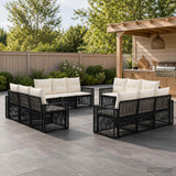 vidaXL Garden Sofa Set 13 pcs Black and Cream White Poly Rattan