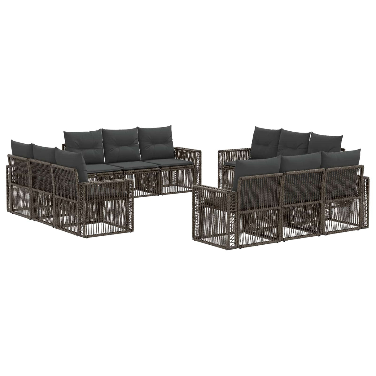 vidaXL Garden Sofa Set 13 pcs Black and Cream White Poly Rattan