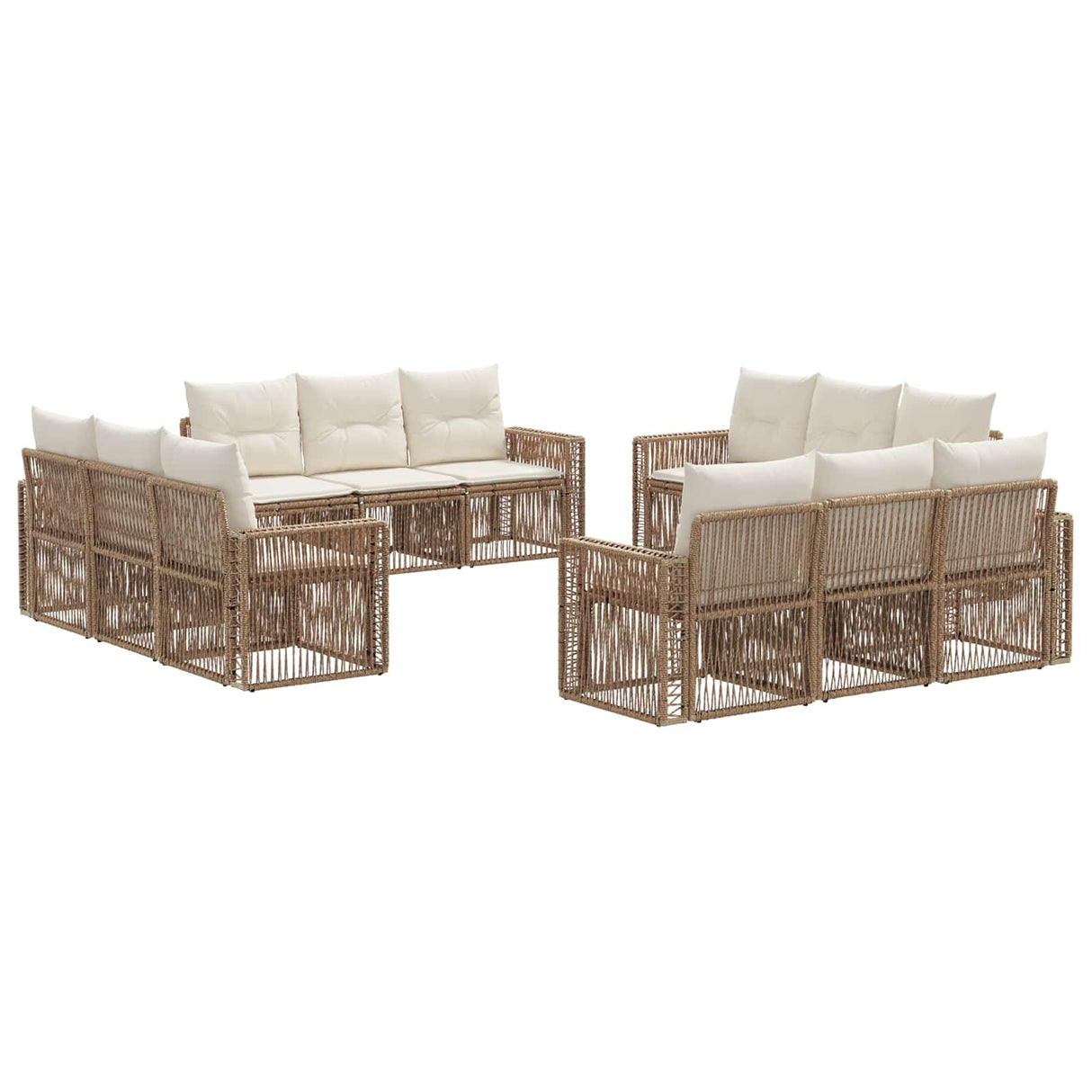 vidaXL Garden Sofa Set 13 pcs Black and Cream White Poly Rattan
