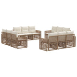 vidaXL Garden Sofa Set 13 pcs Black and Cream White Poly Rattan