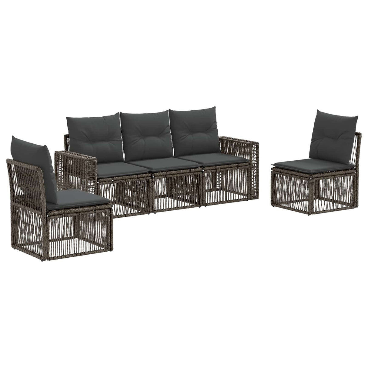 vidaXL Tuinbank Set 6 pcs Zwart en Crème Wit poly rattan