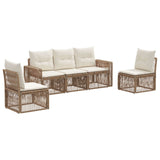 vidaXL Tuinbank Set 6 pcs Zwart en Crème Wit poly rattan