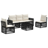 vidaXL Tuinbank Set 6 pcs Zwart en Crème Wit poly rattan