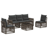 vidaXL Tuinbank Set 6 pcs Zwart en Crème Wit poly rattan