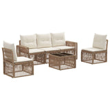 vidaXL Tuinbank Set 6 pcs Zwart en Crème Wit poly rattan
