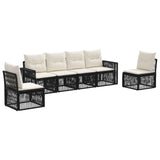 vidaXL Garden Sofa Set 7 pcs Black and Cream White poly rattan