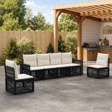 vidaXL Garden Sofa Set 7 pcs Black and Cream White poly rattan