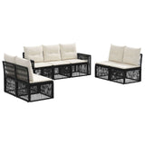 vidaXL Tuinbank Set 8 pcs Zwart en Crème Wit poly rattan