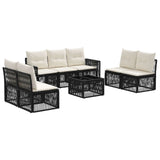 vidaXL Tuinbank Set 8 pcs Zwart en Crème Wit poly rattan
