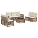 vidaXL Tuinbank Set 8 pcs Zwart en Crème Wit poly rattan