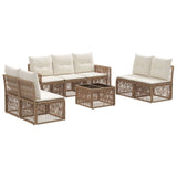 vidaXL Tuinbank Set 8 pcs Zwart en Crème Wit poly rattan