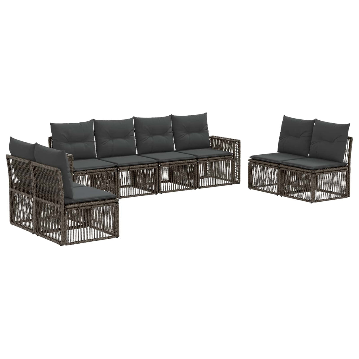 vidaXL Tuinbank Set 9 pcs Zwart en Crème Wit poly rattan