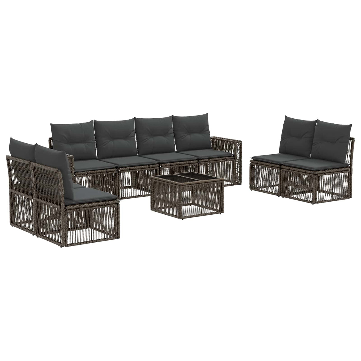 vidaXL Tuinbank Set 9 pcs Zwart en Crème Wit poly rattan
