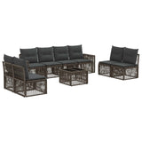 vidaXL Tuinbank Set 9 pcs Zwart en Crème Wit poly rattan