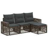 vidaXL Tuinbank Set 5 pcs Zwart en Crème Wit poly rattan