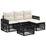 vidaXL Tuinbank Set 5 pcs Zwart en Crème Wit poly rattan