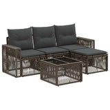 vidaXL Tuinbank Set 5 pcs Zwart en Crème Wit poly rattan