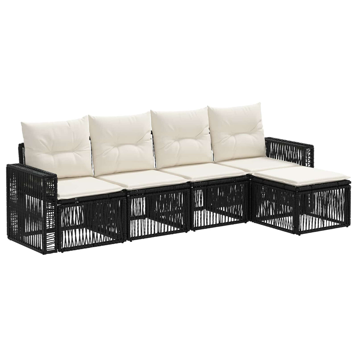 vidaXL Garden Sofa Set 6 pcs Black and Cream White poly rattan