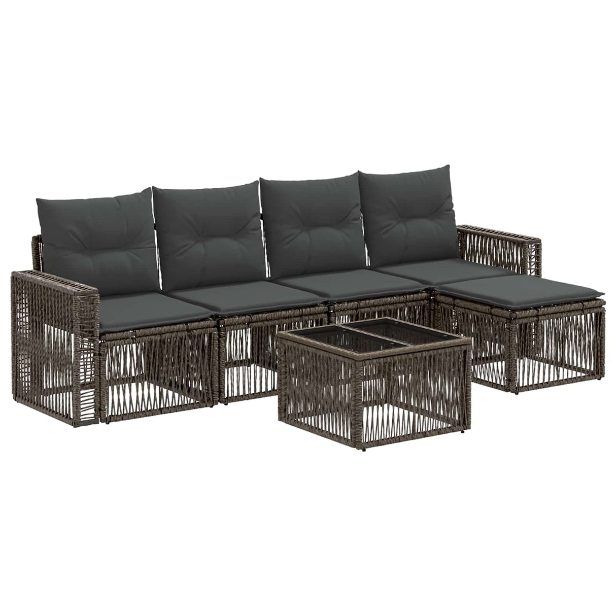 vidaXL Garden Sofa Set 6 pcs Black and Cream White poly rattan